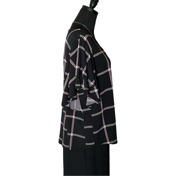 Liz Claiborne Career Double Ruffle Stretchy Black Blouse Petite XL - Picture 3 of 10